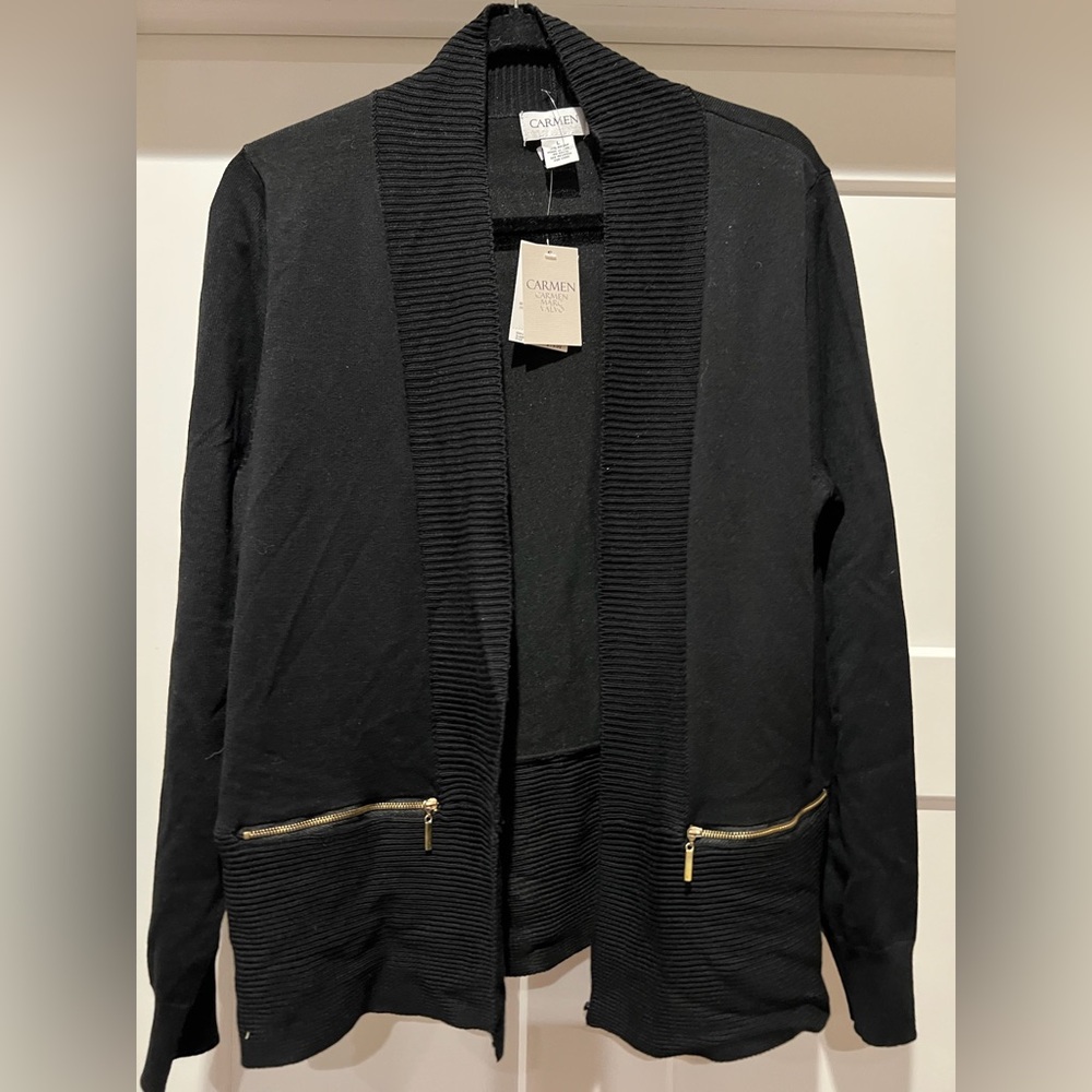 🤎2/$20🤎 NWT Carmen Marc Valvo Black Knit Cardigan